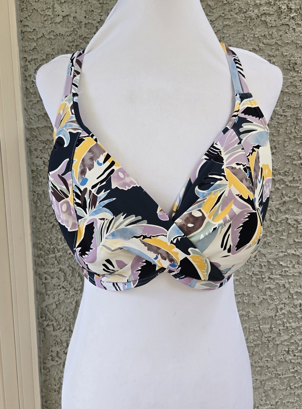 Birdsong Floral Multi-Color Wrap Front Bikini Top